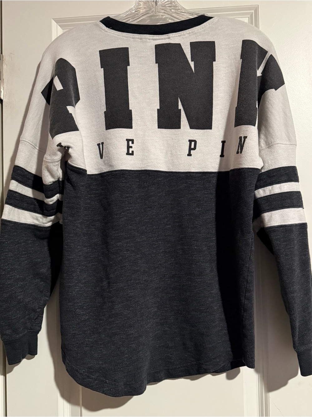Victoria's Secret Black & White Colorblock Crewneck Sweatshirt